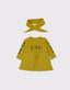 'OXO' Baskı Desenli Bebek Elbisesi ve Saç Bandı