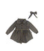Baby Half Button Front Plaid Patterned Dress And Hair Band