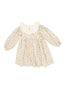 Children's 100% Organic Muslin Long Sleeve Baby Collar Pleated Dress