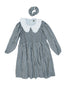 Teenage 100% Organic Muslin Long Sleeve Pleated Doll Collar Dress And Buckle