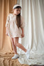 Çocuk %100 Organik Müslin Uzun Kollu Bebek Yaka Pileli Elbise